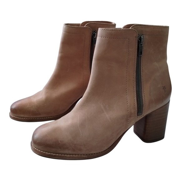 Frye Women's Addie Double Zip Bootie Dusty Rose Leather Women's 8B Moto Boho - Picture 1 of 4